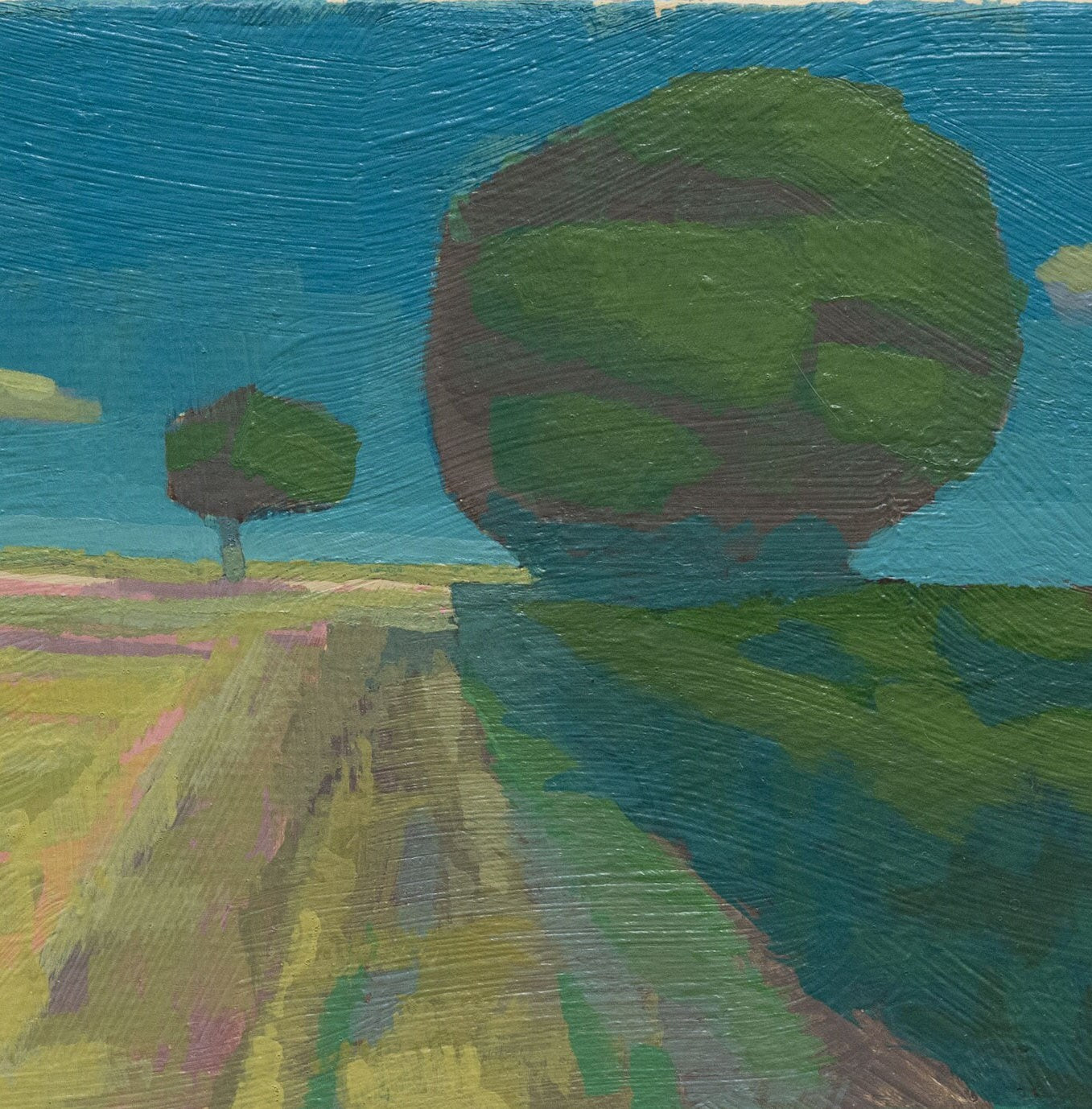 Original Gemälde – "Zwei Bäume" - handgemalt – Acrylbild – 10x15 cm – Landschaft Bild – Einzelstück – mit Rahmen