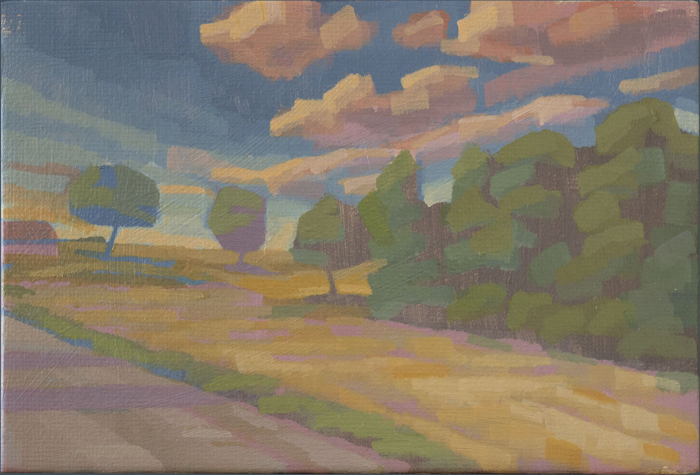 Original Gemälde – "Sommerweg" - handgemalt – Acrylbild – 10x15 cm – Landschaft Bild – Einzelstück – mit Rahmen