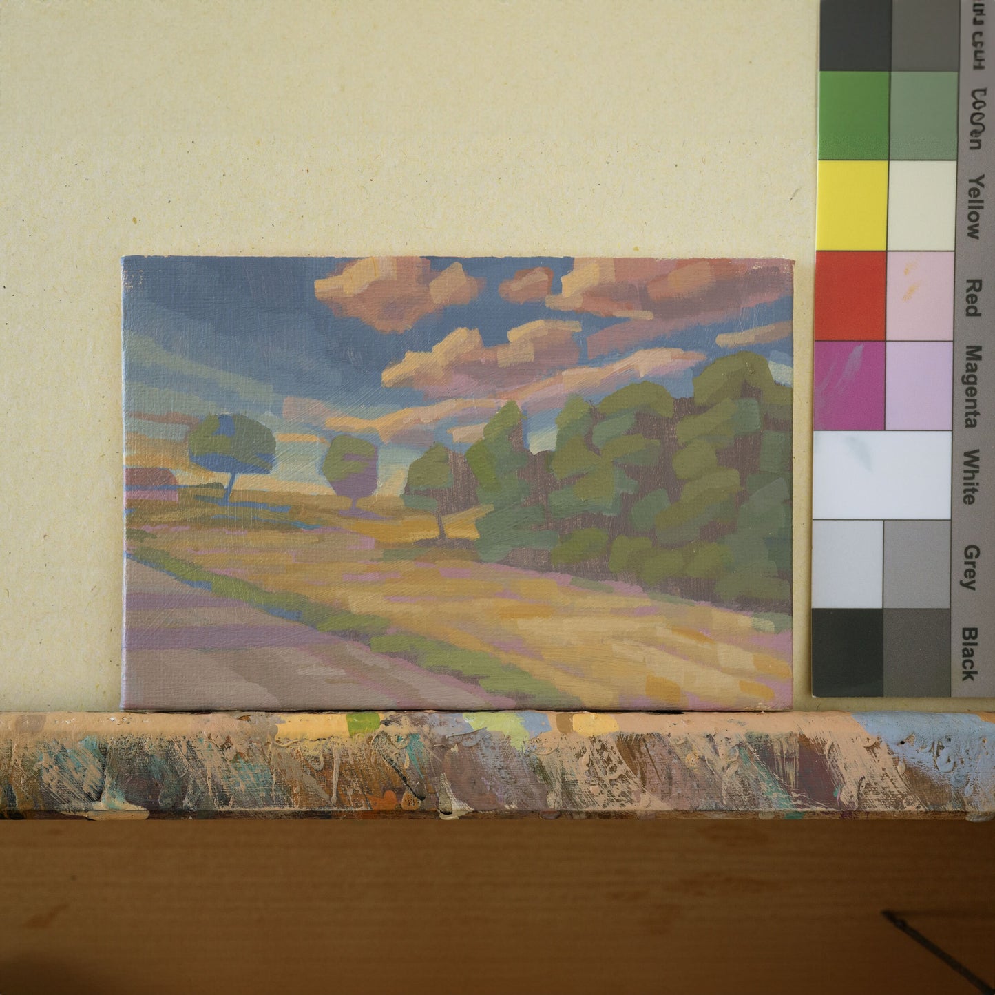 Original Gemälde – "Sommerweg" - handgemalt – Acrylbild – 10x15 cm – Landschaft Bild – Einzelstück – mit Rahmen