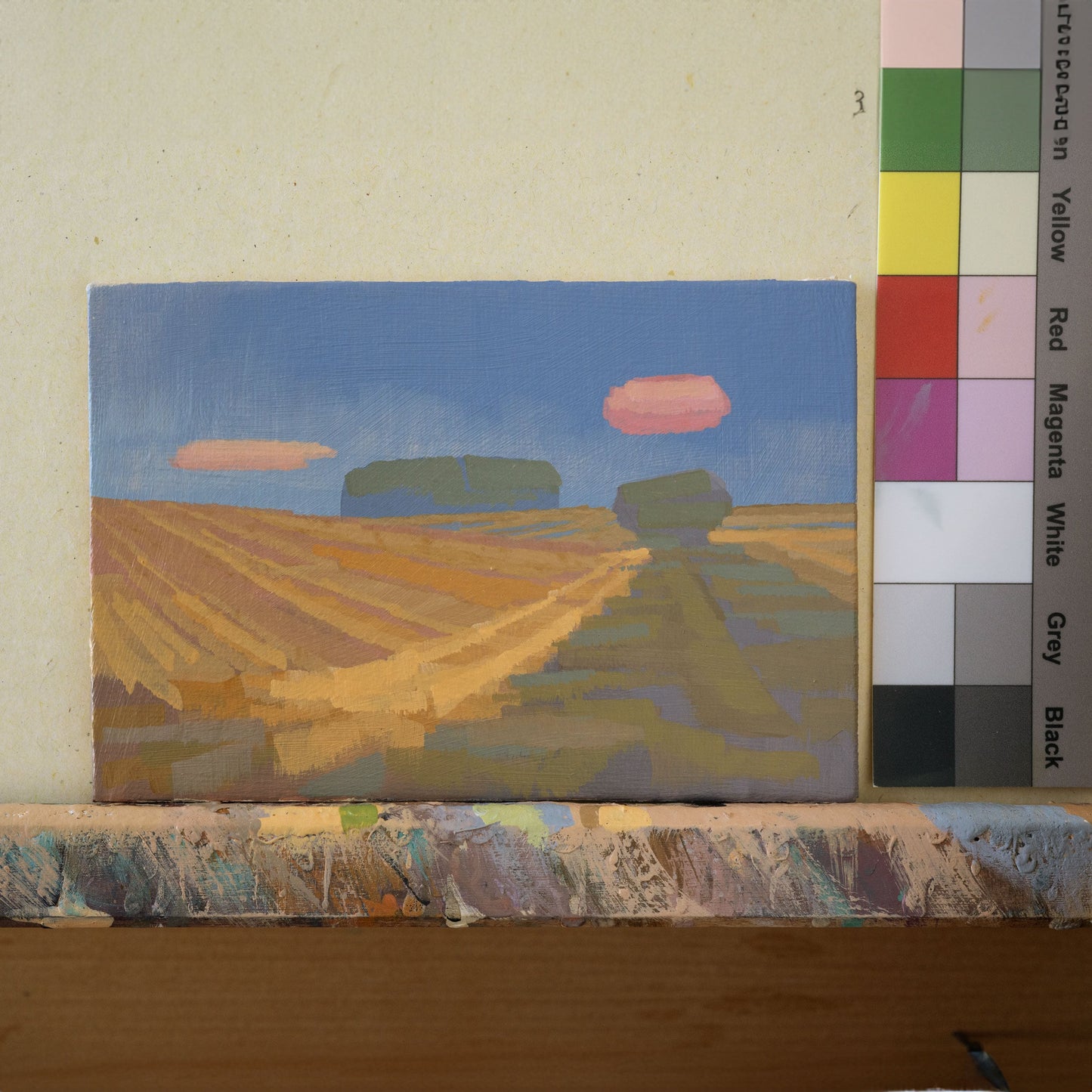 Original Gemälde – "Goldrand" - handgemalt – Acrylbild – 10x15 cm – Landschaft Bild – Einzelstück – mit Rahmen