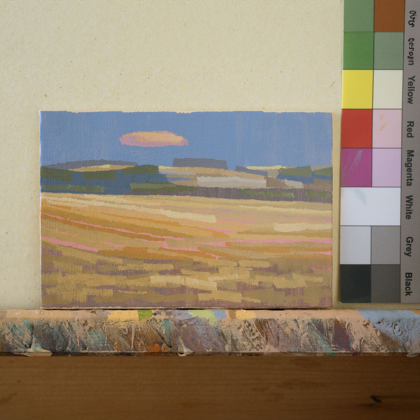 Original Gemälde – "Herbstfeld" - handgemalt – Acrylbild – 10x15 cm – Landschaft Bild – Einzelstück – mit Rahmen