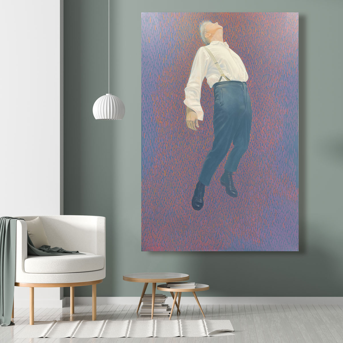 Der schwebende Mann, Leinwanddruck, 30x20 cm, 60x40 cm, 75x50 cm, 90x60 cm